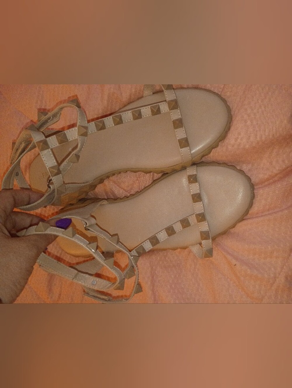 Fashion Nova Beige Studded T-Strap Sandals - Women - Picture 4 of 8